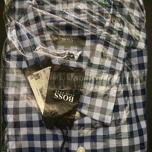 17 32/33 ‘Enzo’ Blue Checkered Grid Dress Shirt